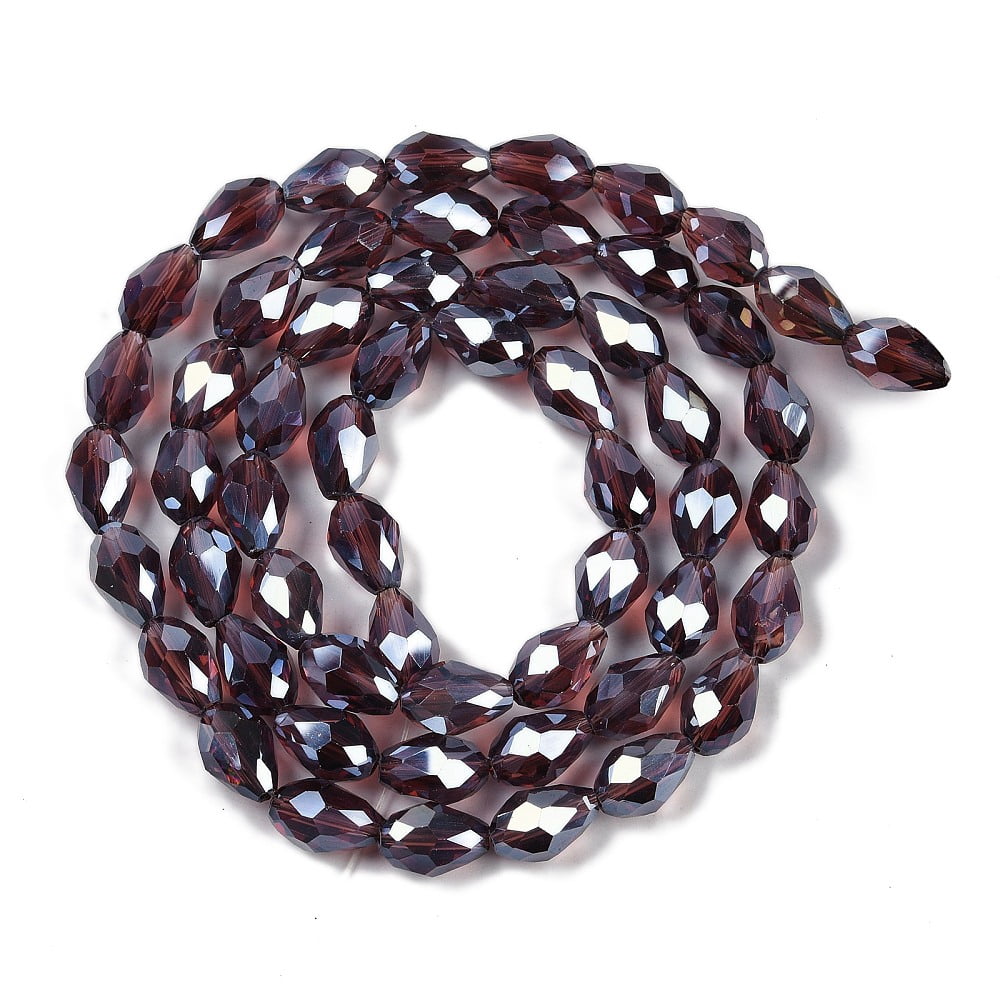 Transparent Electroplate Glass Beads Strands AB Color Plated Faceted Teardrop Sienna 11.5x8mm Hole: 1.2mm about 55~57pcs/strand 25.59''(65cm)