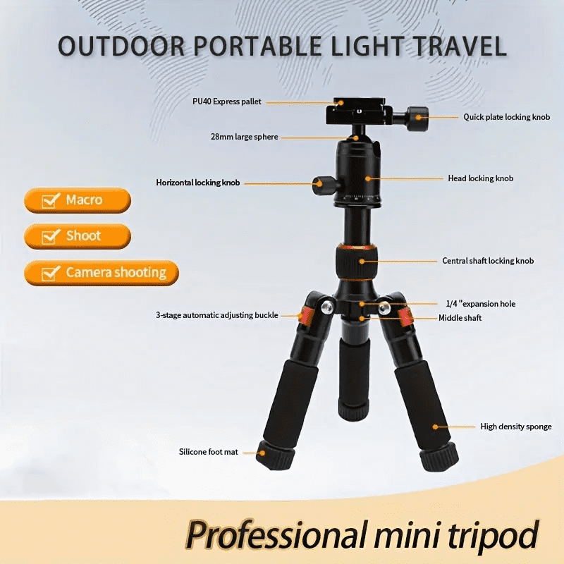 Portable Tabletop 20” Mini Tripod with 360 Degree Ball Head Compatible with DSLR Camera Sony Canon Nikon Video Camcorder Phones
