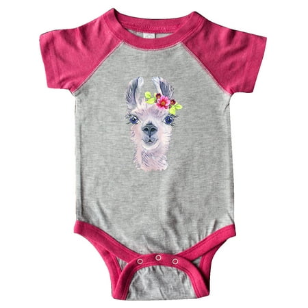 

Inktastic Cute Llama with Flower Gift Baby Boy or Baby Girl Bodysuit