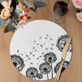 thumbnail image 3 of Dandelion Round 13 Inch Placemats Set of 8, Black White Modern Country Rustic Plants HeatResistant Non Slip Place Mats for Dining Table, Wipeable Braided Kitchen Table Mats for Housewarming, 3 of 9