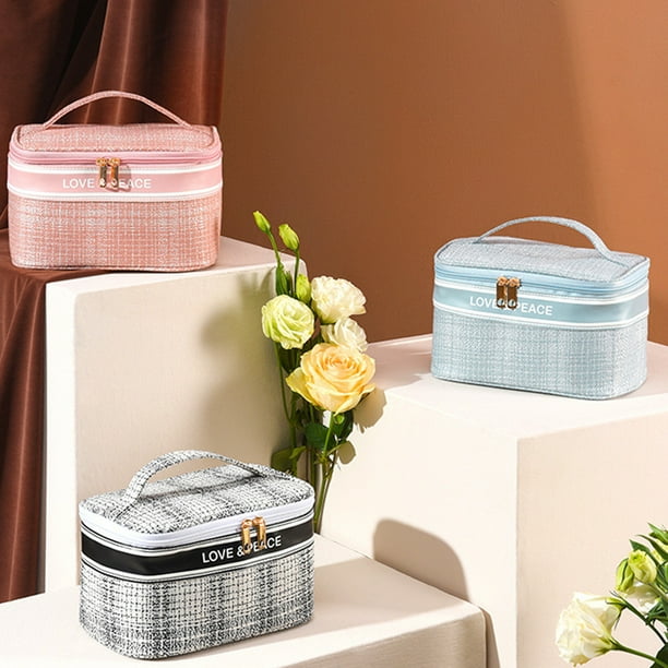 Travel Makeup Bag Large Makeup Organizer Bag Women s Cosmetic Bag Designer Makeup Bags Sky blue Walmart Business Supplies