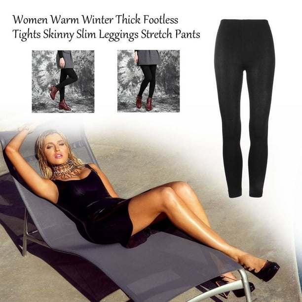 Women Warm Winter Thick Footless Tights Skinny Slim Leggings