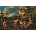 thumbnail image 2 of Pier Francesco Mola 18x13 Gold Ornate Wood Frame and Double Matted Museum Art Print Titled - The Baptism of Christ, 2 of 4