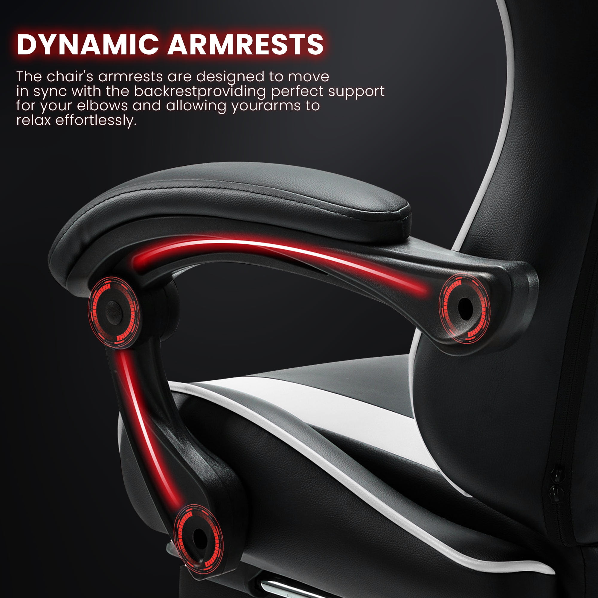 JONPONY Big and Tall Gaming Chair, Ergonomic Design, Gamer Chair PU Leather with Footrest and Lumbar Support, High Back Office Chair Support 8 Hours Long Sitting, Computer Chair,Black White