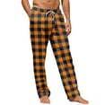 thumbnail image 5 of Zimjoy Men's Pajama Pants Lightweight Elastic Waist Comfy Fleece Pajama Pants Soft Loose Warm Plaid Pajama Pant Drawstring Casual Sleep Pant with Pockets, Orange 2XL, 5 of 6