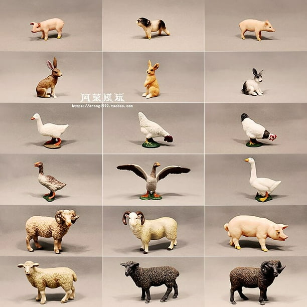 Simulation Farm Livestock Animal Miniature Model Chickens Duck Goose Boar Sow Rabbit Sheep Ornaments Action Figure Figurine ToysB5 He Qiyong unisex