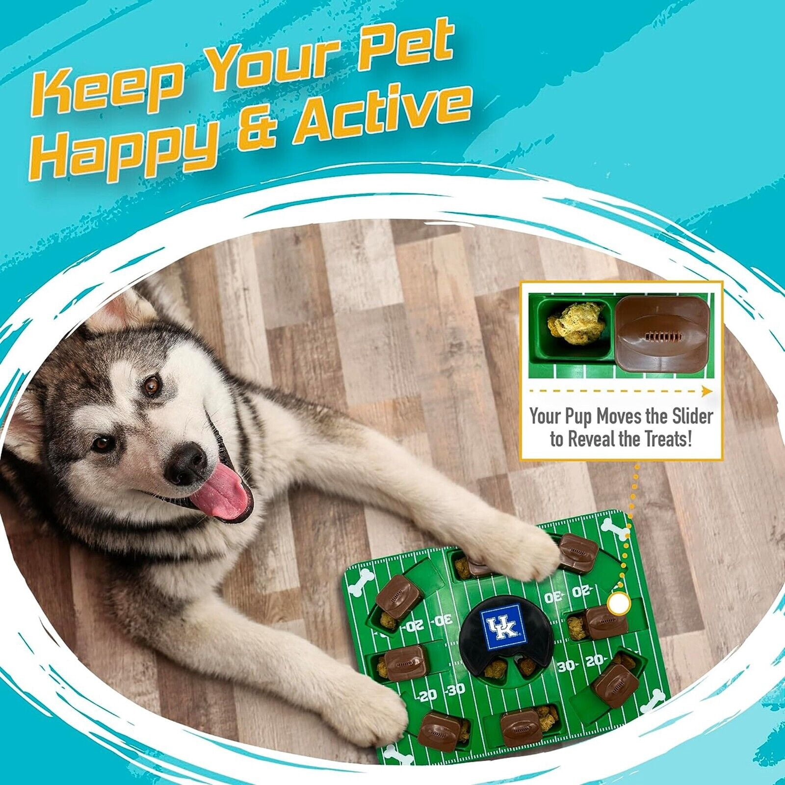 Pets First NCAA Kentucky Wildcats Puzzle Toy, Puzzle Treat Dog Toy, Interactive Dog Treat Toy, Dog Puzzle Feeding Slow Toy