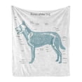 thumbnail image 1 of Skeleton Soft Flannel Fleece Throw Blanket, Animal Anatomy Themed Infographic with Bones of the Dog Table, Cozy Plush for Indoor and Outdoor Use, 70" x 90", Blue Grey White, by Ambesonne, 1 of 6