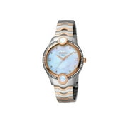 Ferre Milano FM1L082M0031 Womens Swiss Made Quartz Two Tone Gold Bracelet Watch with White Mother of Pearl Dial