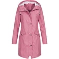 thumbnail image 4 of Dezsed Women's Long Raincoat Clearance Women Solid Rain Jacket Outdoor Plus Size Hooded Raincoat Windproof Pink XXXXL, 4 of 4