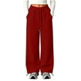 thumbnail image 3 of Busydd Boys Pants with Pockets 4-15 Years Elastic Waist Drawstring Straight Leg Sweatpants Casual Comfy Solid Color Joggers for Boys 4-5 Years, 3 of 8