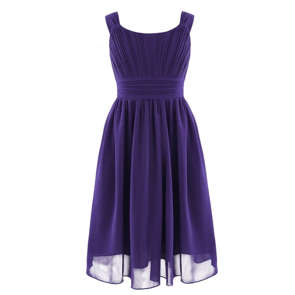 iiniim Kids Girls Chiffon Sleeveless Pleated Chiffon Dress Princess Birthday Party Formal 4-16
