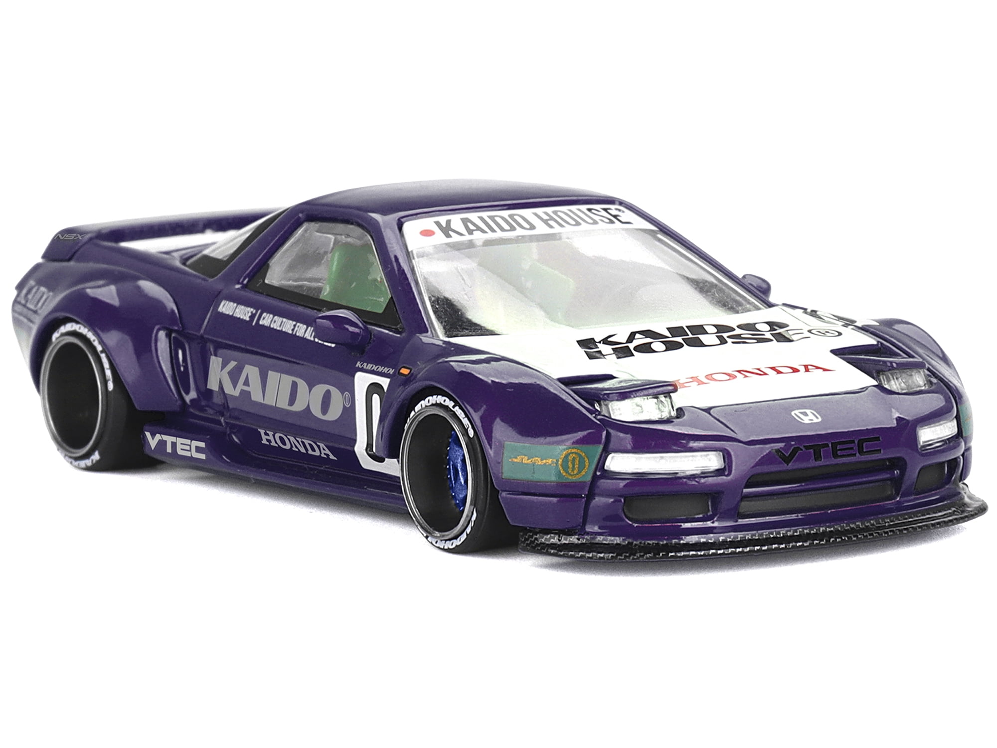 Mini GT KHMG173 Honda NSX Kaido Racing V2 No.0 Purple with White Hood & Graphics Designed by Jun Imai Kaido House Special 1-64 Scale Diecast Model Car