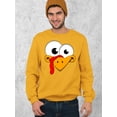 thumbnail image 2 of P&B Thanksgiving Silly Turkey Face Crewneck Sweatshirt, L, Gold, 2 of 5