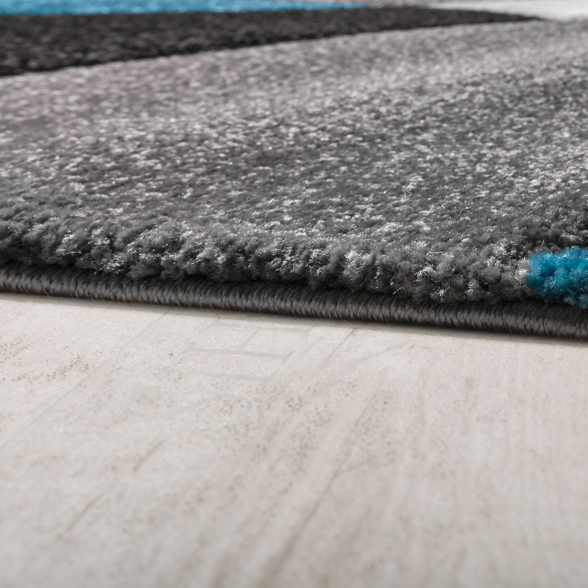 Paco Home Modern Living Room Rug with Artful Geometric Pattern in Blue Black