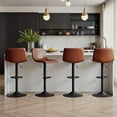 thumbnail image 2 of Fijinhom Modern Adjustable Bar Stools Set of 4, Swivel PU Leather Counter Height Chairs with Back for Kitchen Island,Brown, 2 of 8