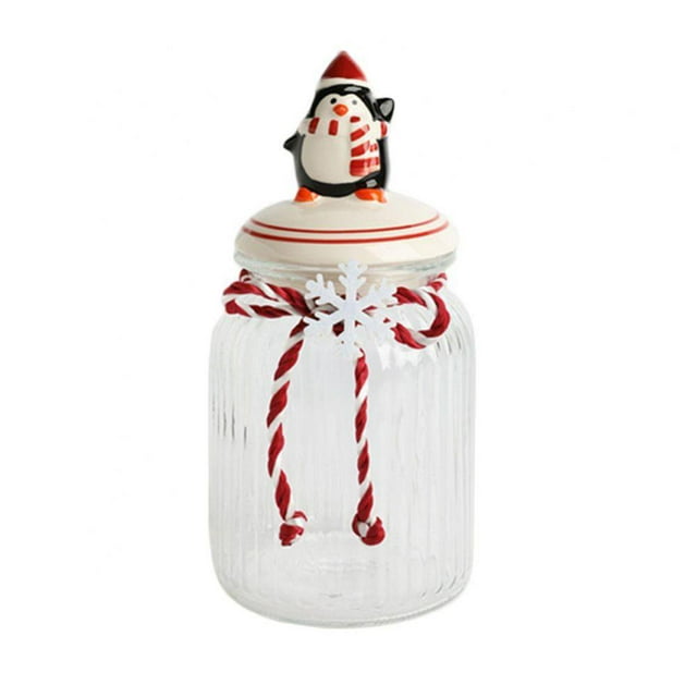 Christmas Candy Jar Christmas Themed Cookie Jar Glass Canister Airtight Seal Perfect for Beans Teas and Snacks Candy Jar