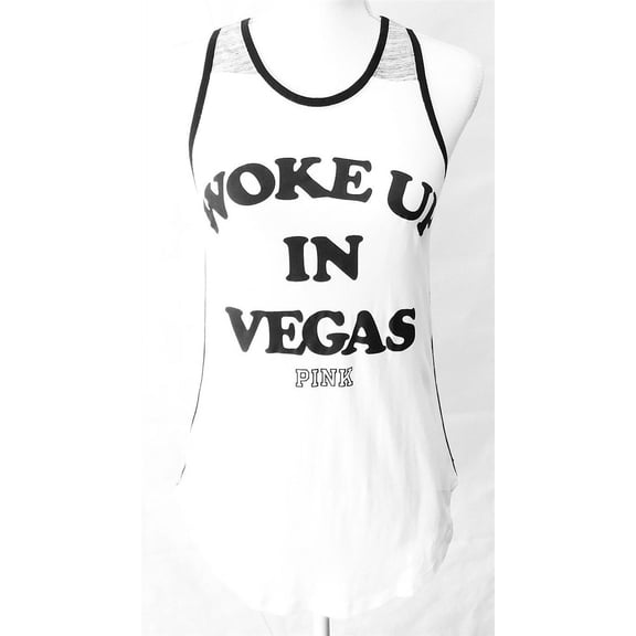 Victoria's Secret 'Woke Up In Vegas Pink' black and white Tank Top Size XS