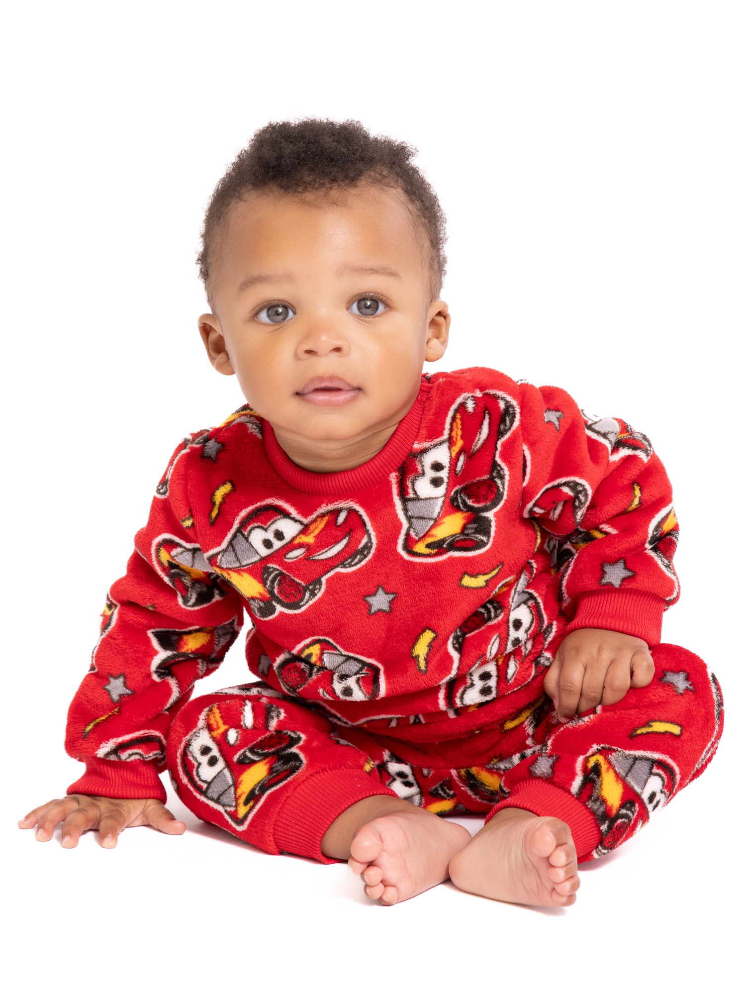 Pixar Cars Baby Long Sleeve Cozy All Over Print Crewneck Sweatshirt with Matching Jogger Pant, 2-Piece, Sizes 0/3M-24M