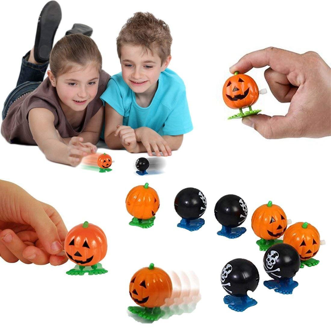 dazzling toys 12 Pieces Wind-up Jumping Pumpkin Pirate Balls Holiday Party Favor