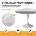 thumbnail image 6 of White Geometric Gray Stripes Elastic Fitted Round Table Cover Modern Minimalist Waterproof Outdoor Tablecloth for Holiday Party, Picnic, Patio & Dining Fits Tables Up to 45"-54", 6 of 8