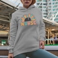 thumbnail image 2 of Retro Nurse with Sunflower, Heather Grey Hooded Sweatshirt or Hoodie, Small, 2 of 5