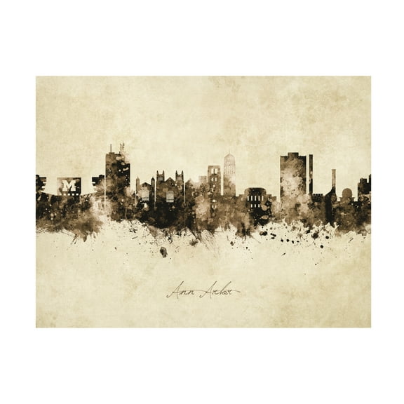 Michael Tompsett 'Ann Arbor Michigan Skyline Vintage' Canvas Art