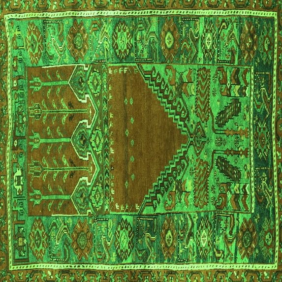 Ahgly Company Indoor Square Persian Green Traditional Area Rugs, 3' Square