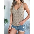 thumbnail image 5 of Womens Summer Crochet Tank Tops Knit Sleeveless Scoop Neck Sweater Vest Boho Hollow Out Cover Ups Khaki S, 5 of 9