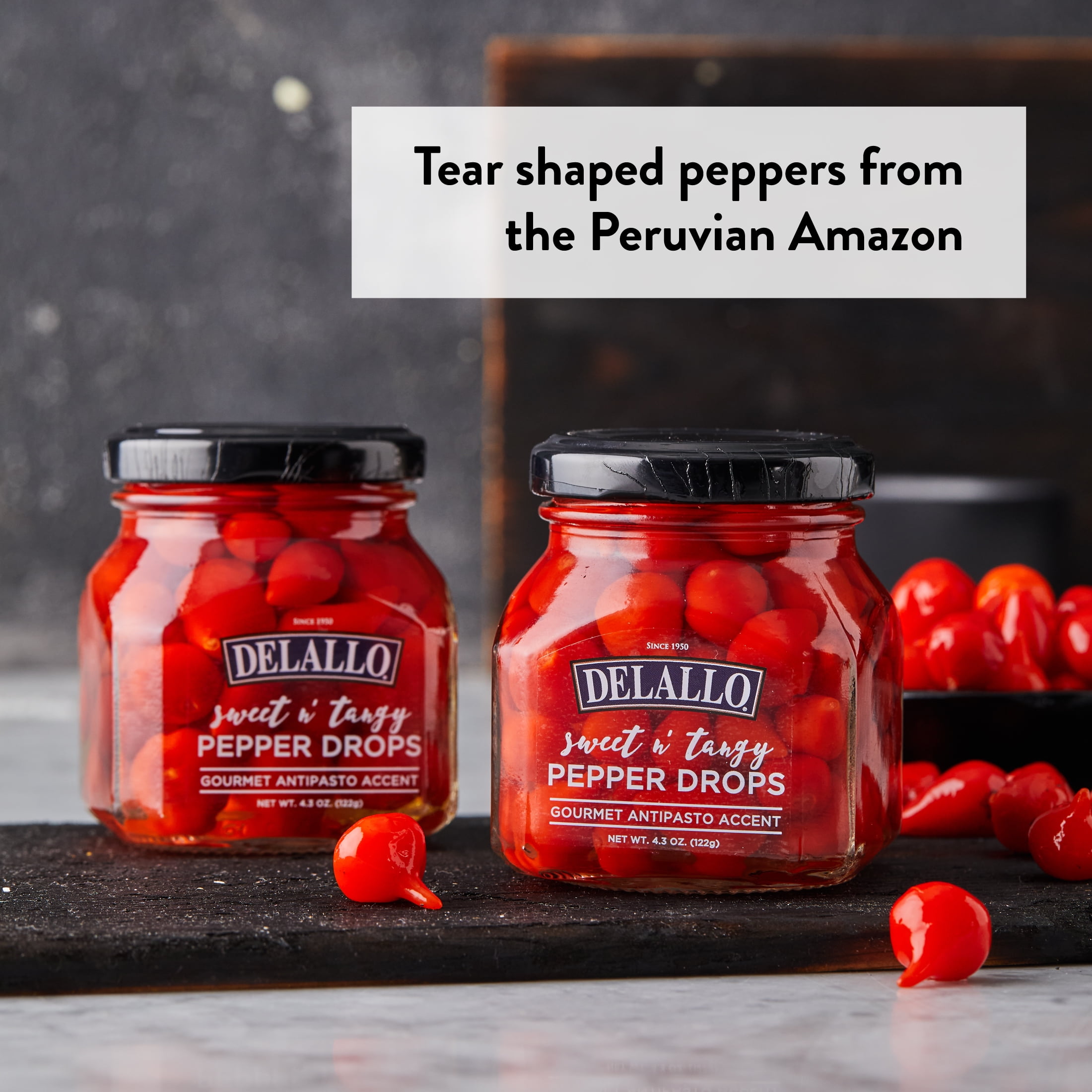 DeLallo Sweet & Tangy Pepper Drops, Non-GMO, Kosher, 4.3 oz Jar (3 pack)