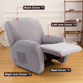 thumbnail image 4 of CJC Stretch 4-Piece Velvet Plush Fabric Recliner Armchair Slipcovers, Silver Gray, 4 of 9