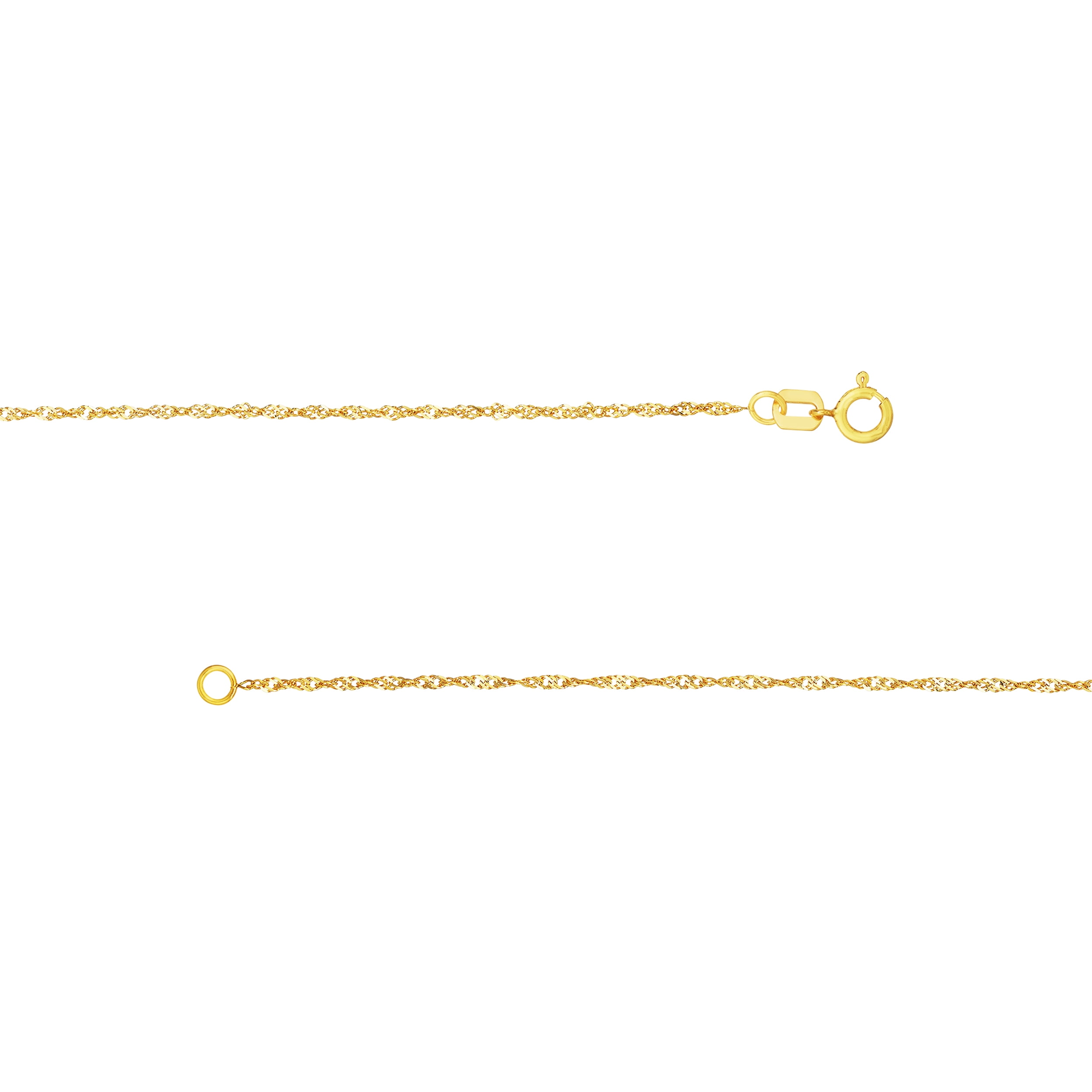 10K Yellow Gold 18" 1.15mm Singapore Chain Necklace w/ Spring Ring - Women