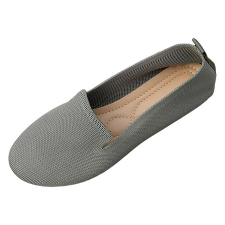 QYZEU Womens Work Shoes Womens Flip Flop Sandals Ladies Colour Blocking Round Head Printing Shallow Mouth Flat Bottom Casual Comfortable Big Shoes Grey 38
