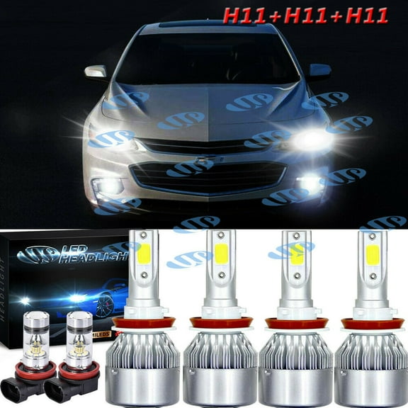 For Chevrolet Camaro Impala Malibu LED Headlight Bulbs High Low & Fog Light kits