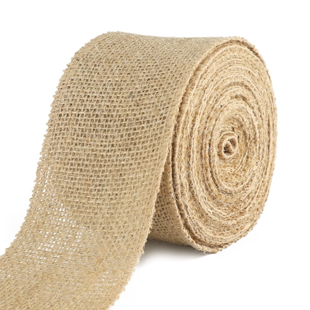 Cinta de tela de arpillera de 11 yardas, cinta artesanal de tela de yute natural marrón de 3,15" de ancho, cinta artesanal premium para bodas, envoltura de regalos