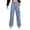 Light Blue, variant on Bibifish Womens Jeans Dark Blue Elastic Waist Cargo Tapered Denim Pants Multi-Pocket Detail Relaxed Fit Casual Daily Wear Trendy Jeans