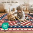 thumbnail image 4 of ODIKA 3'x5' Washable Area Rug Non-Slip, Flatweave, Easy Care Door Vintage Stripe Layout Stars Bordered Independence July Patriotic Refined for Hallway, Laundry Room, 4 of 7