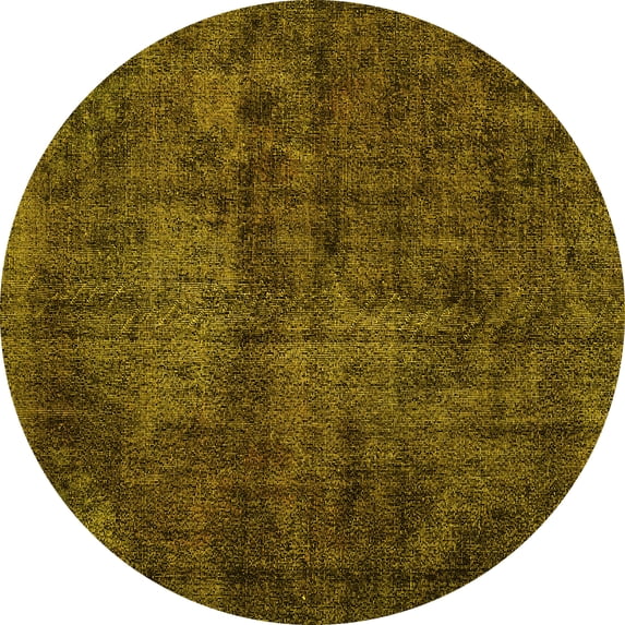 Ahgly Company Machine Washable Indoor Round Persian Yellow Traditional Area Rugs, 5' Round