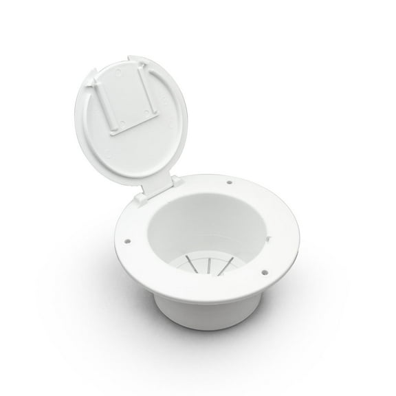 B&B Molders Round Electric Cable Hatch with Back, Polar White