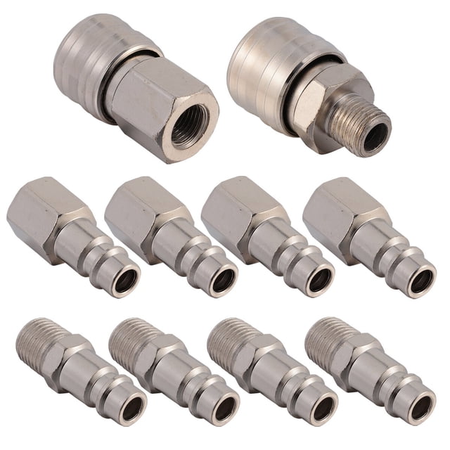 FUTUREORYY 10Pack Pneumatic Tool Connector Quick Coupling Silver Iron Pipeline Connection for Engineers