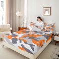 thumbnail image 4 of Homewish Camo Camouflage Twin Sheet Sets 3pcs for Teens Female Men,Abstract Geometric Twin Fitted Sheet Microfiber,Grey Orange Breathable Flat Sheet,Breathable Home Decor, 4 of 7