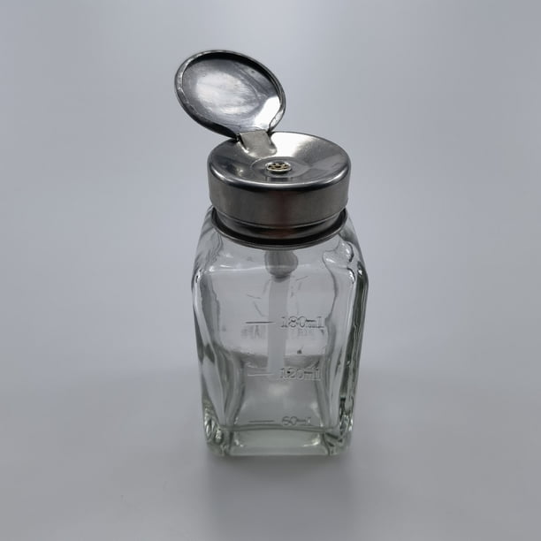 Botella de vidrio de 180 ml con prensa para alcohol, para mantenimiento de teléfonos móviles, para lavar esmaltes de uñas