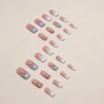 thumbnail image 3 of White French Tip Heart Press On Nails - Medium Square Glossy Nude Acrylic False Nails, 24Pcs style10 24 Fl Oz (Pack of 1), 3 of 4