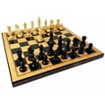 thumbnail image 2 of 4 Qn BLACK Supreme Knight 3 3/4 King Staunton Wood Chess Set Gloss Walnut Board, 2 of 6