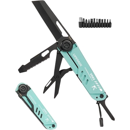 VIPERADE VAK4 Multitool Pocket Knife for Men Multifunctional 21-in-1 Multitool Pocket Knife with Pouch Outdoor Camping Survival and Everyday Use (K4-Blue)