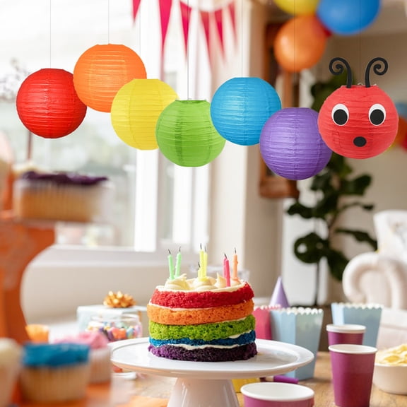 Dserhfy 7 Pcs Caterpillar Paper Lanterns Caterpillar Themed Birthday Party Decoration with Eyes Mouth for School Classroom Ceiling Hanging Decor