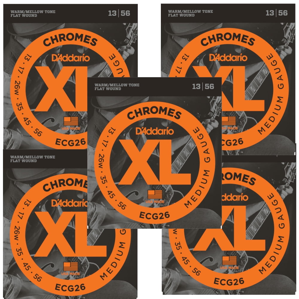 D'Addario Guitar Strings  5 pack   ECG26  Chromes  Medium