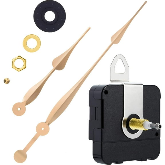 High Torque Quartz Clock Movement Clock Replacement Mechanism with 12 Inch Long Spade Hands for DIY Clock (Gold, Shaft Length 1/10 inches/ 23 mm Shaft Length)