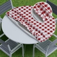 thumbnail image 3 of Sorfey Round Dining Table Cover Fitted Checkered Vinyl Table Cloth, Burgundy 42” x 54”, 3 of 10
