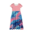 thumbnail image 4 of Hawaiian Plus Size Summer Teen Dresses Palm Tree Printed Crewneck Tshirt Dress Little Girls Patchwork Dress Short Sleeve Vacation Dress 2026 Spring Casual Maxi Dress with Pockets,Blue 5-6 Years, 4 of 5
